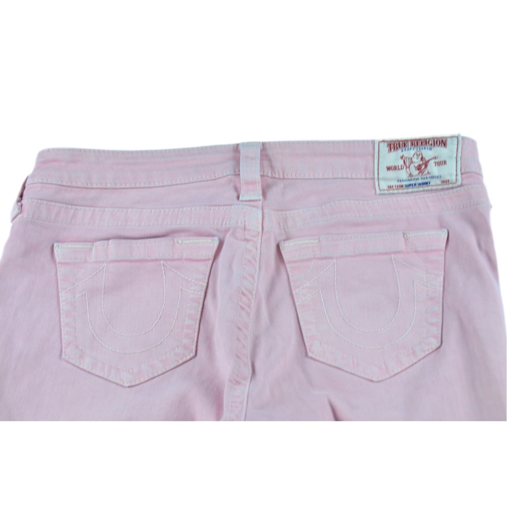 True Religion Jeans Women's 30x30 Super Skinny Pink Stretch Distressed Denim - Picture 8 of 9